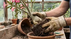 Proč je třeba adenium pravidelně vyjmout z květináče? 5 příznaků a jasný návod.
